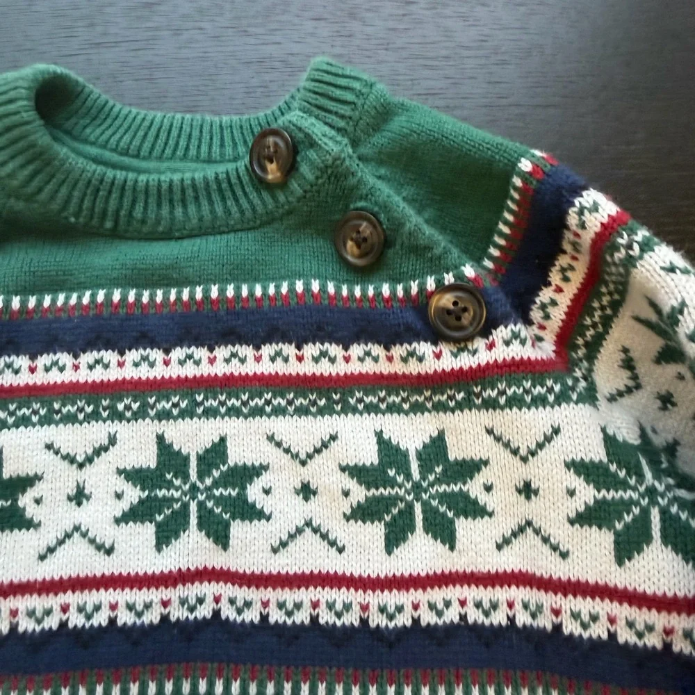 Gymboree Green & Navy Fair Isle Crewneck Sweater